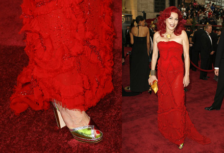 The oneofakind pair of red carpet shoes was designed 